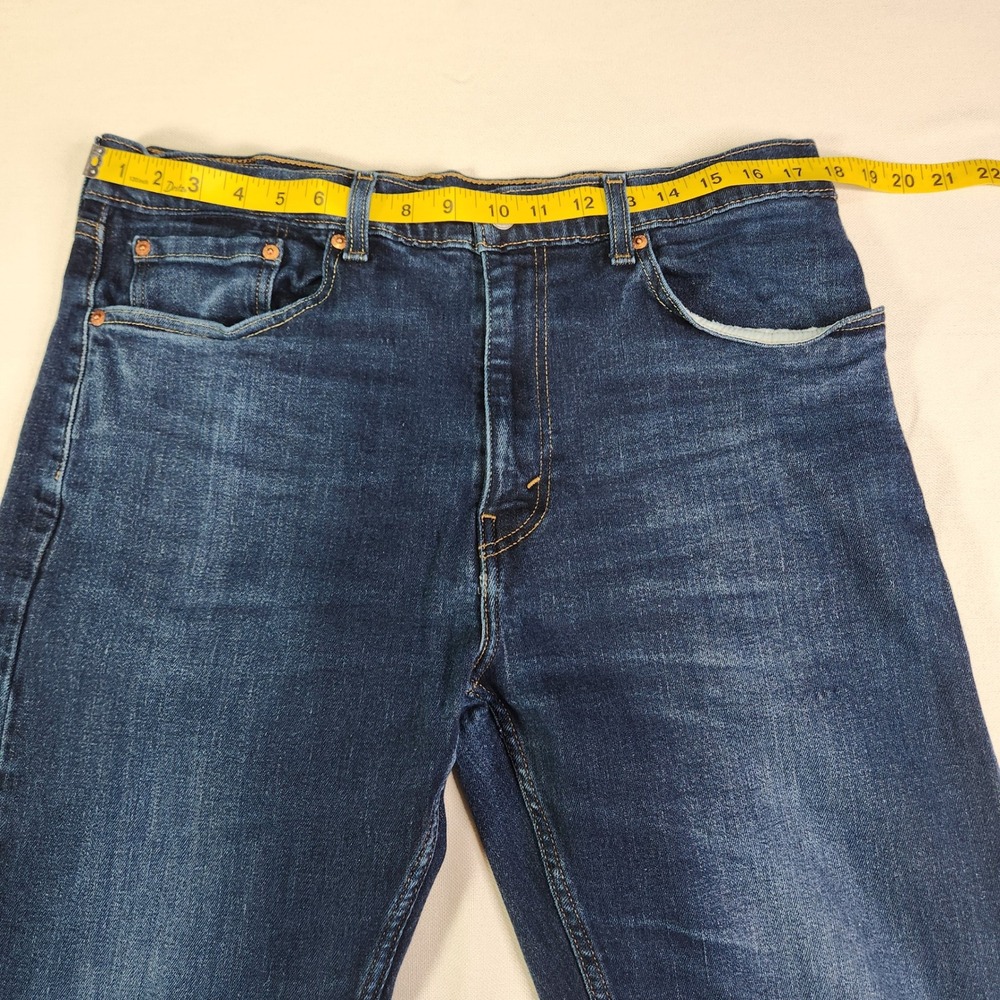 Levis 505 Regular Fit Straight Leg Jeans Mens 36x30 Dark Wash (fit 36W 29.5L) - Picture 4 of 14
